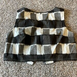 White and Black Ribbed Crop Top